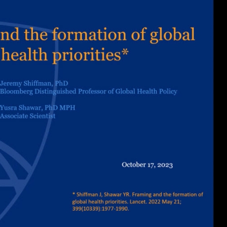 BK21 Center for Integrative Response to Health Disasters Seminar: Framing and the Formation of Global Health Priorities