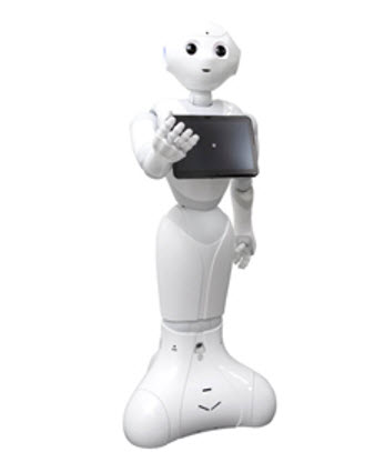 Semi-humanoid robot “Pepper” offers assistance to AI researchers