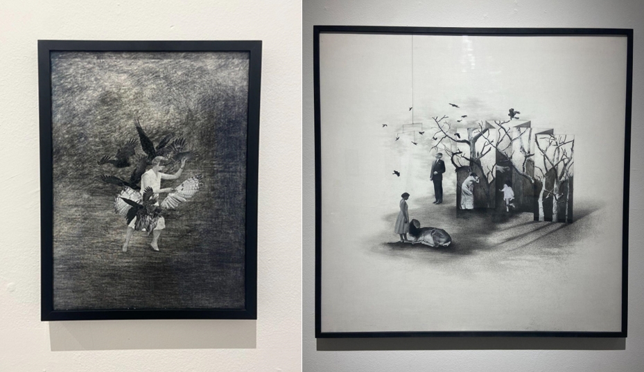 I dreamed of this (series) (left) and Hope twists, and waiting for you, it calls you (right) by Yeom Ji Hee