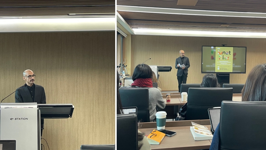 Professor Junot Díaz delivering his talk